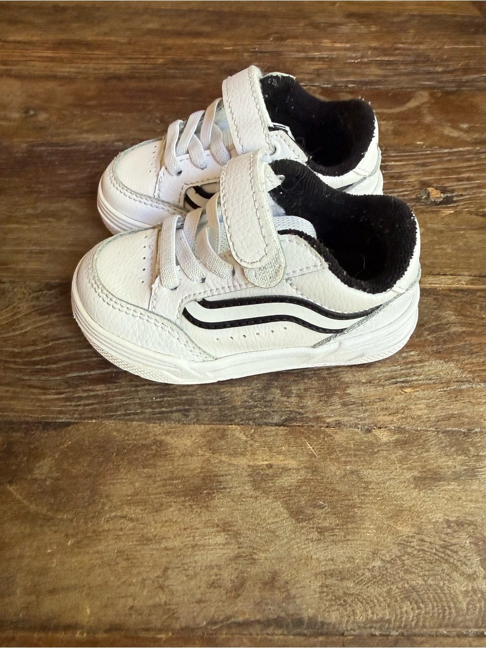 Vans White and Black Velcro Sneakers